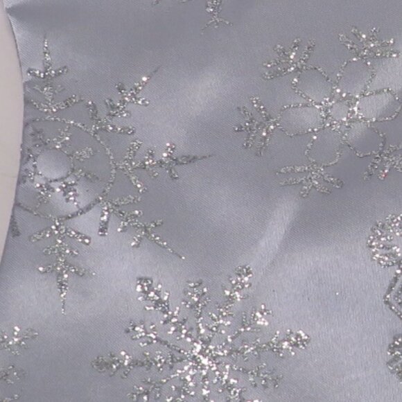 satin glittered silver stocking with glittered snowflakes & solid glitter cuff - Picture 3 of 8